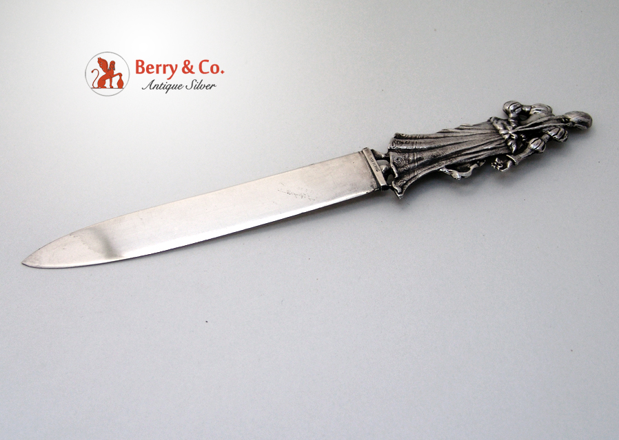 Figural Letter Opener Victorian Lady Sterling Silver 1890