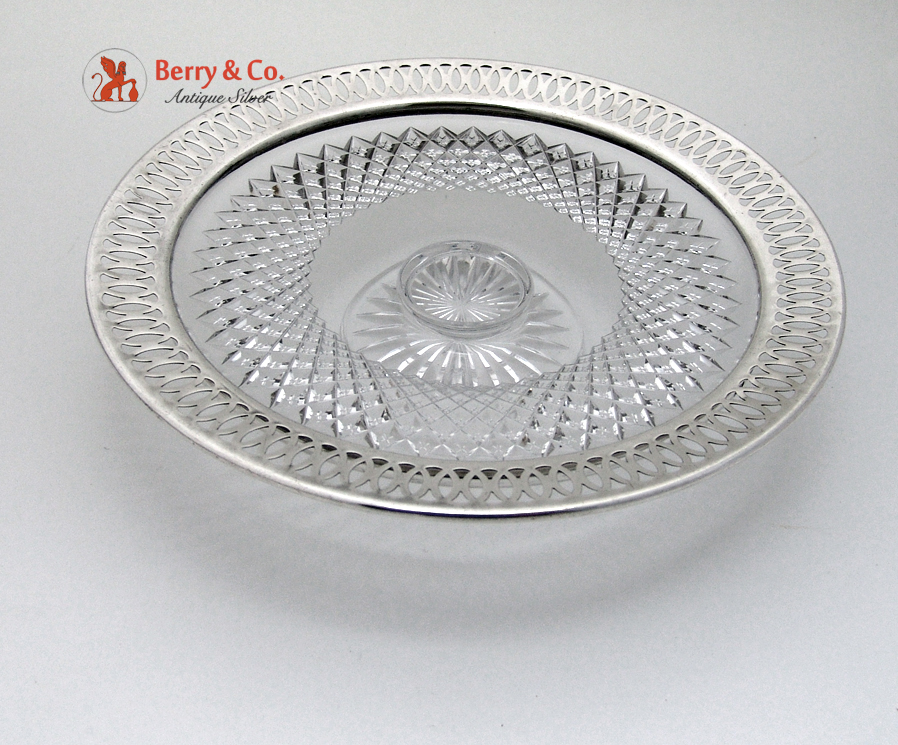 Cut Glass Pierced Reticulated Sterling Cake Plate Gorham 1910
