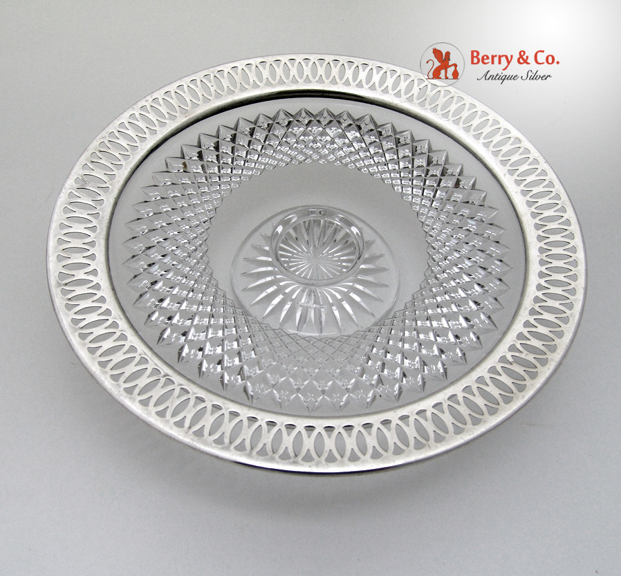 Cut Glass Pierced Reticulated Sterling Cake Plate Gorham 1910