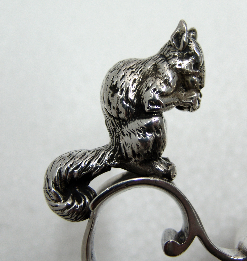 Squirrel Wild Rose Centerpiece Bowl J. R. Wendt Sterling Silver 1860 Monogram W