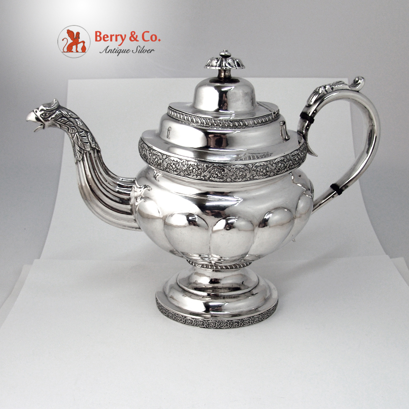 Ferderal Eagle Spout Teapot Coin Silver New York 1830 No Monogram