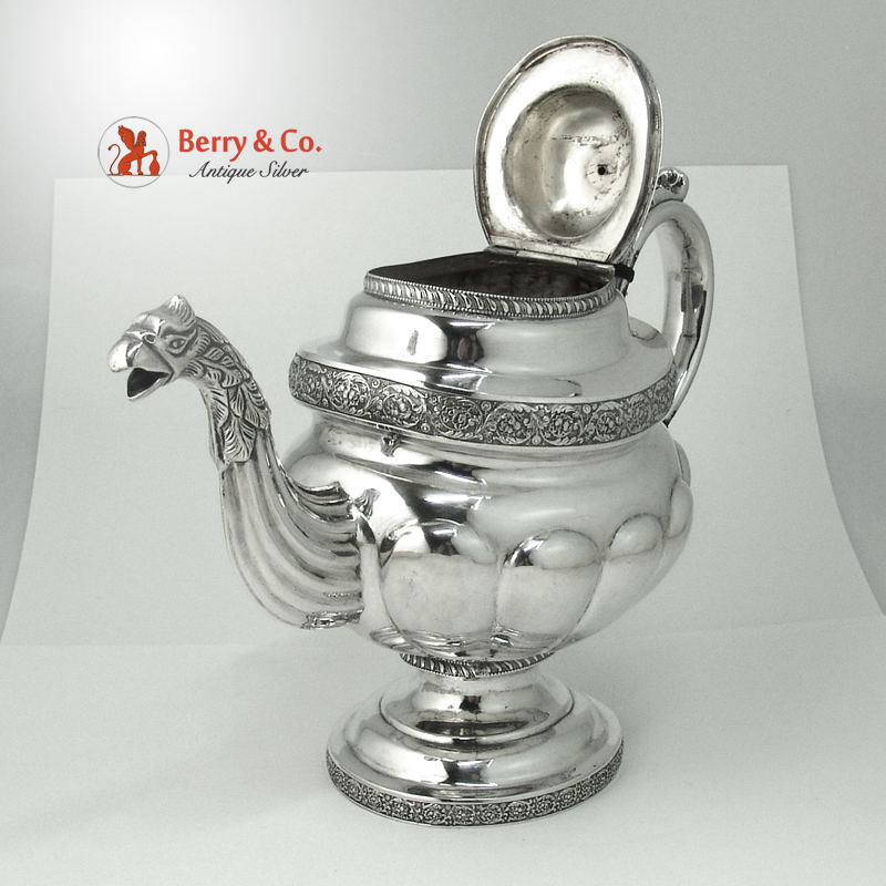 Ferderal Eagle Spout Teapot Coin Silver New York 1830 No Monogram