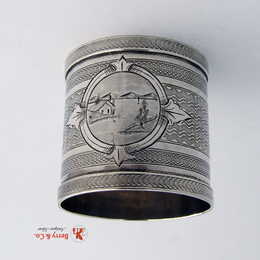 Engine Turned Coin Silver Napkin Ring 1871