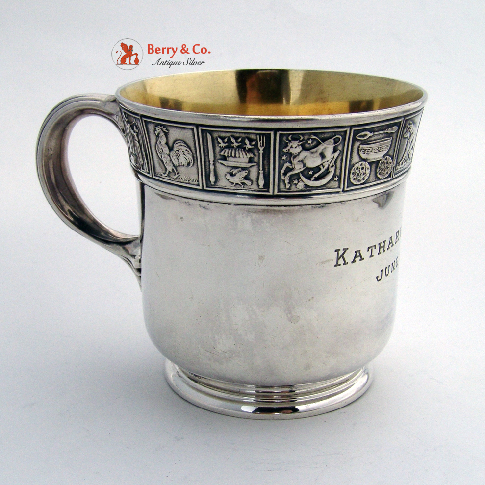 Mother Goose Nursery Rhyme Cup Gorham Sterling Silver 1907