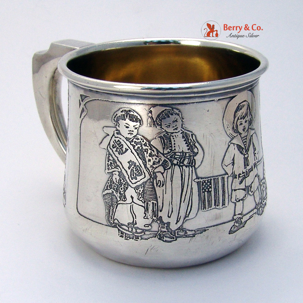 Nursery Rhyme Baby Cup R L Stevenson Verse Sterling Silver Gorham 1935