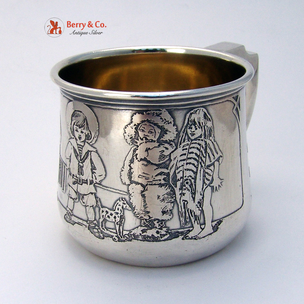 Nursery Rhyme Baby Cup R L Stevenson Verse Sterling Silver Gorham 1935