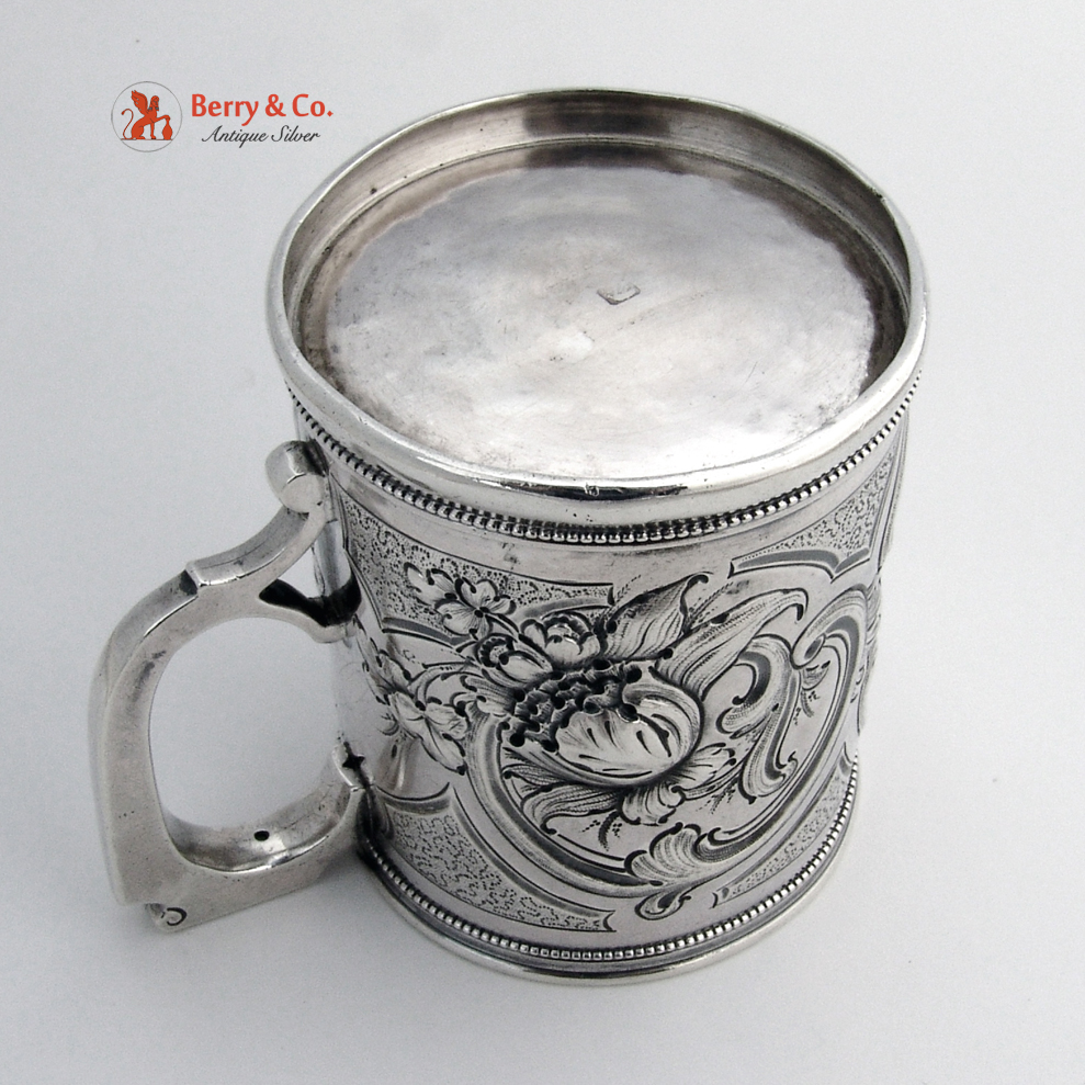 Vanderslice Floral Repousse Cup Sterling Silver 1875