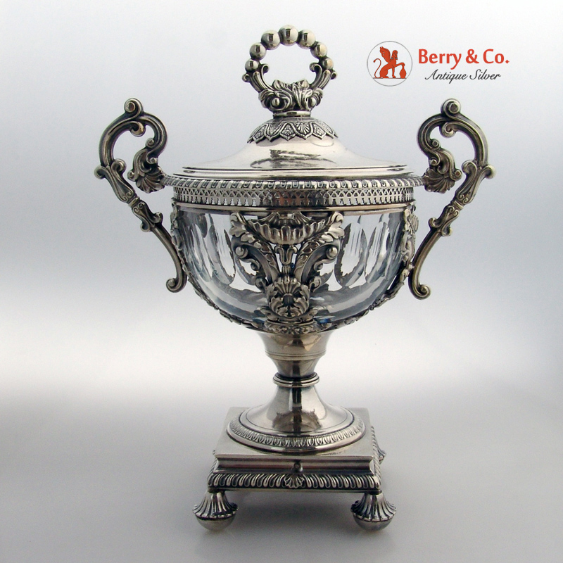 French Drageoir 950 Sterling Crystal Courtois 1835
