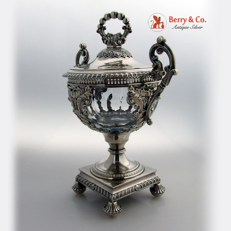French Drageoir 950 Sterling Crystal Courtois 1835