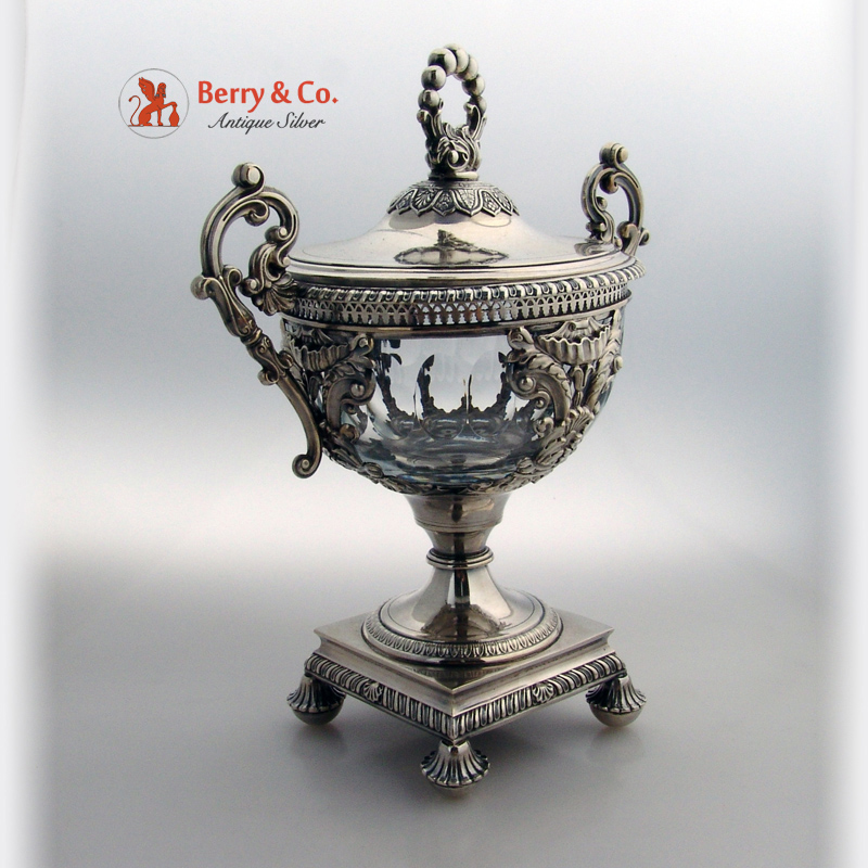 French Drageoir 950 Sterling Crystal Courtois 1835