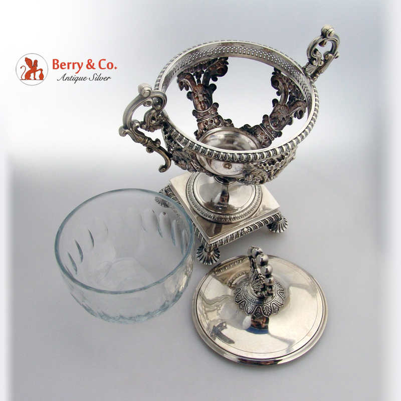 French Drageoir 950 Sterling Crystal Courtois 1835