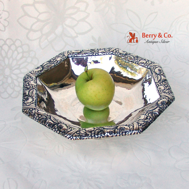 Arts and Crafts Floral Bowl German 800 Silver 1900 No Monogram