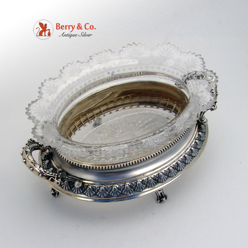 Wheel and Brillaint Cut Glass Silver Gilt Serving Bowls Pair Wilhelm Binder 1890