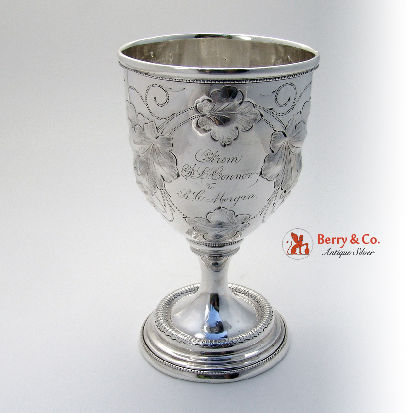 Grape and Vine Chased Goblet Coin Silver 1860