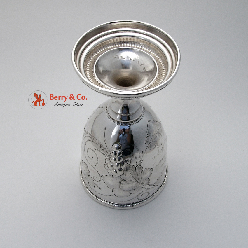 Grape and Vine Chased Goblet Coin Silver 1860