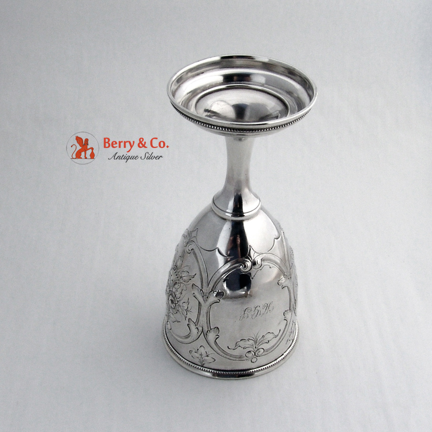 Floral Repousse Goblet Coin Silver 1860
