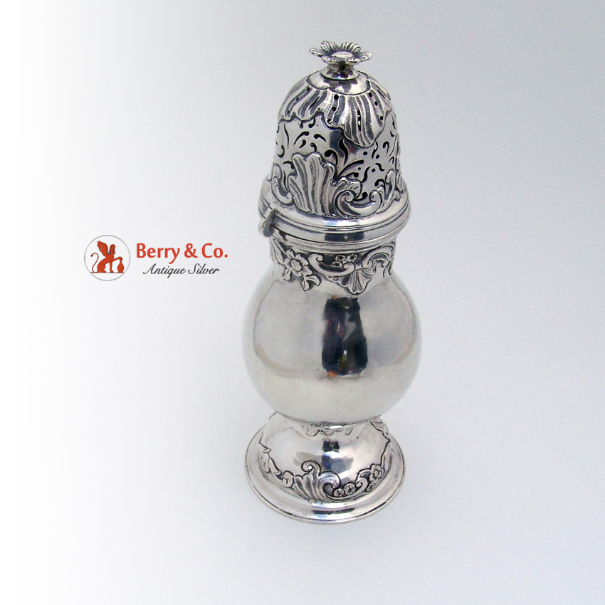 German Baroque Shell Scroll Shaker 1770-1790 Bremen 813 Standard Silver