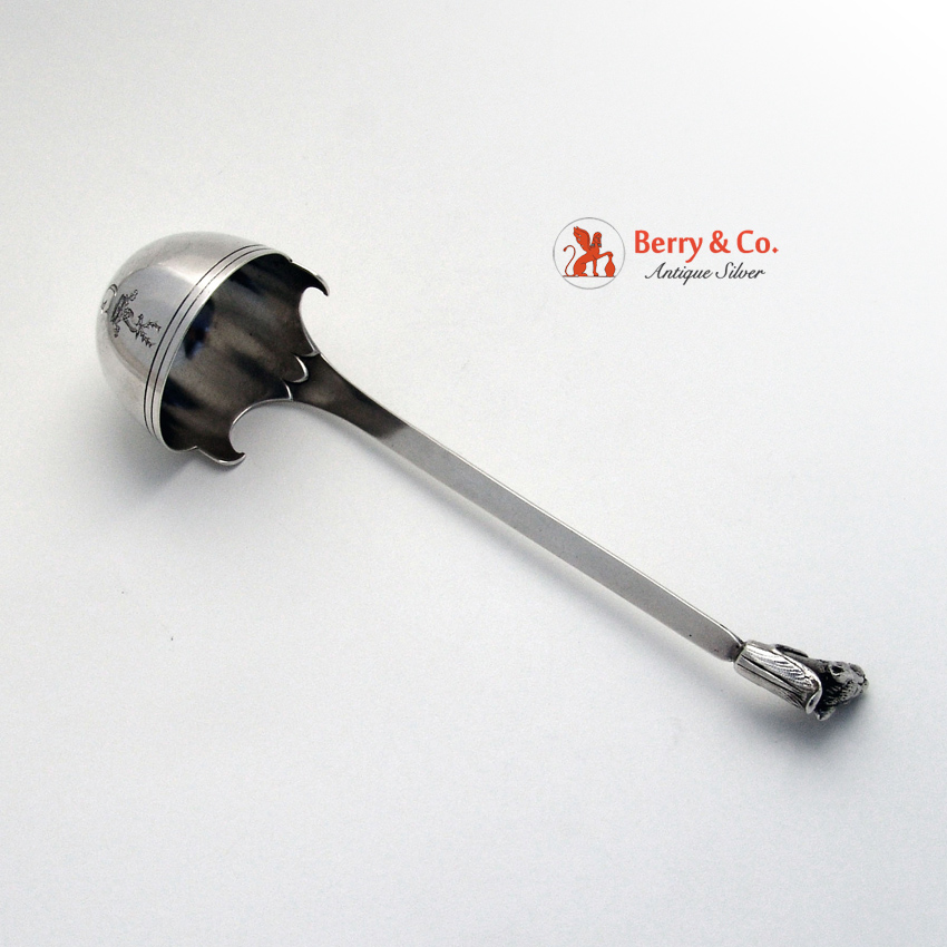  Leopard Head Gravy Ladle Stag Crest 800 Italian Silver Monogram G