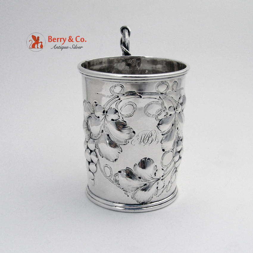 Repousse Grape Cup Coin Silver Jones Shreve Brown 1854 Boston MPES
