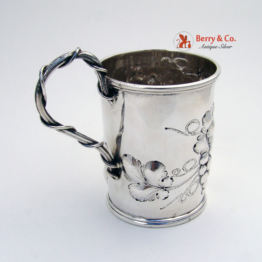 Repousse Grape Cup Coin Silver Jones Shreve Brown 1854 Boston MPES