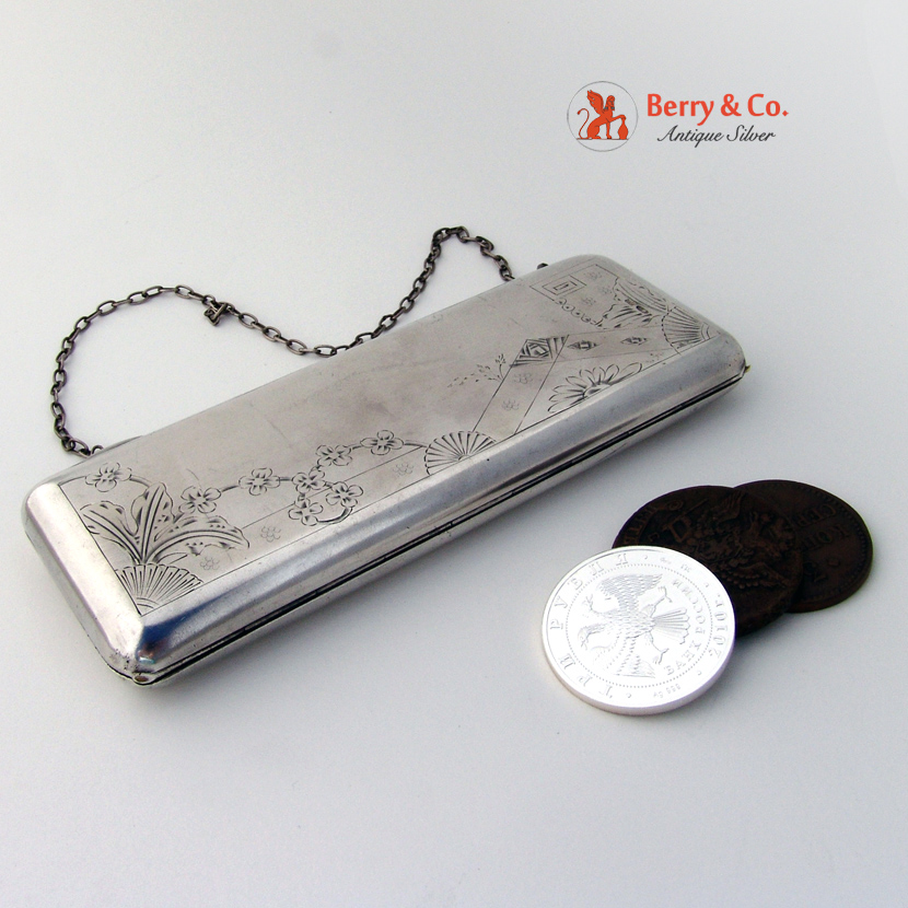 Russian Silver Purse 84 Standard 1910 Floral Engraved Matte Finish