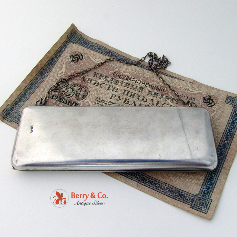 Russian Silver Purse 84 Standard 1910 Floral Engraved Matte Finish