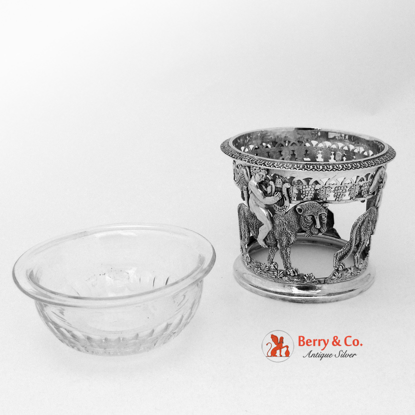 Lion Cherub Open Salts French 950 Sterling Silver 1830 