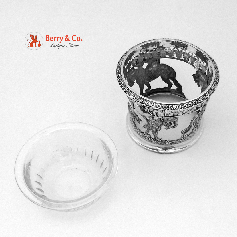 Lion Cherub Open Salts French 950 Sterling Silver 1830 