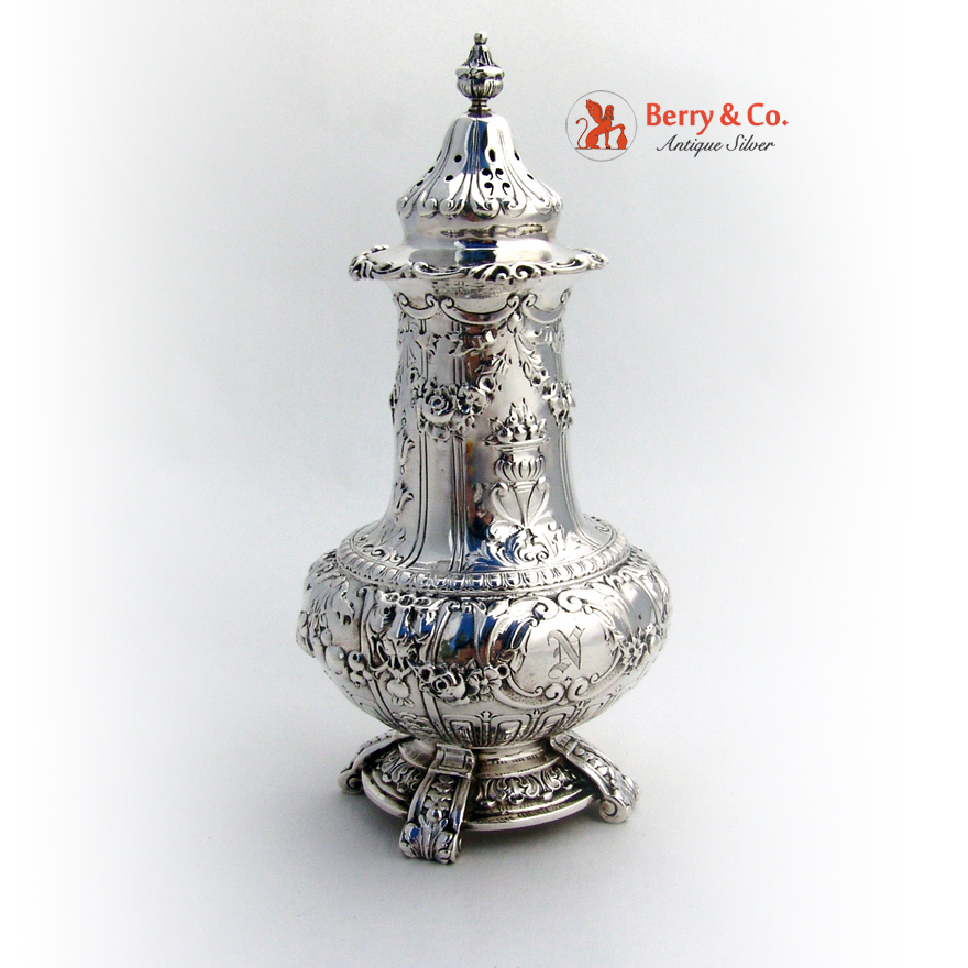 Renaissance Revival Open Salts Pepper Shakers 4 Gorham Sterling Silver 1900 