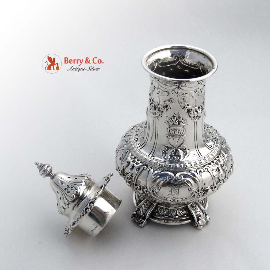 Renaissance Revival Open Salts Pepper Shakers 4 Gorham Sterling Silver 1900 