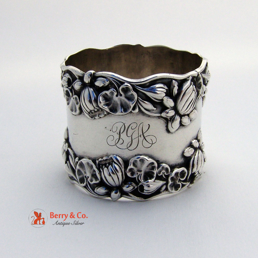 Pond Lily Napkin Ring Gorham B208 Sterling Silver 1890
