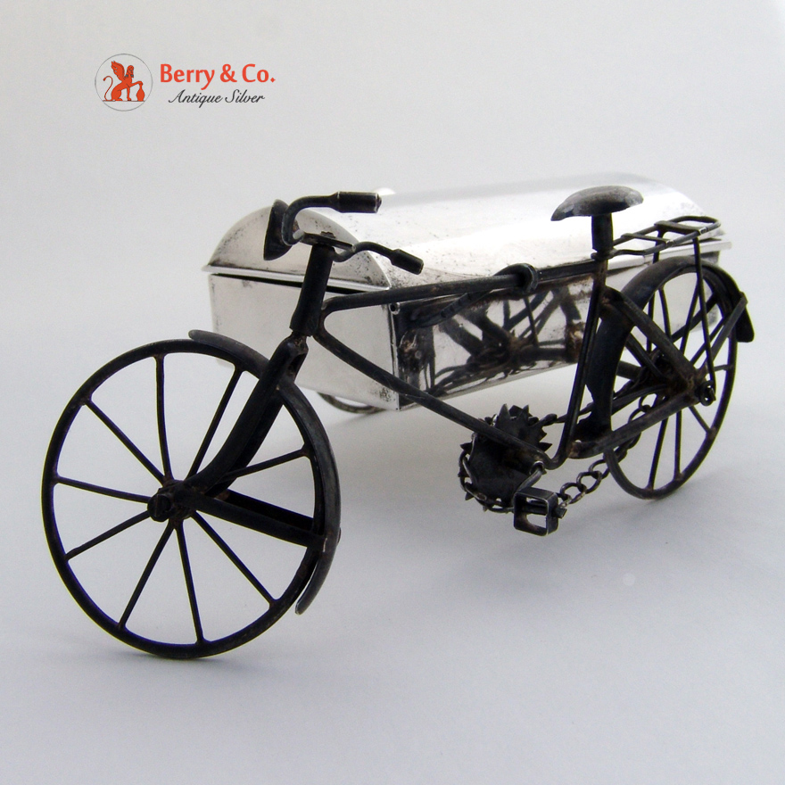 Vintage Sterling Silver Figural Bicycle Box Mexico
