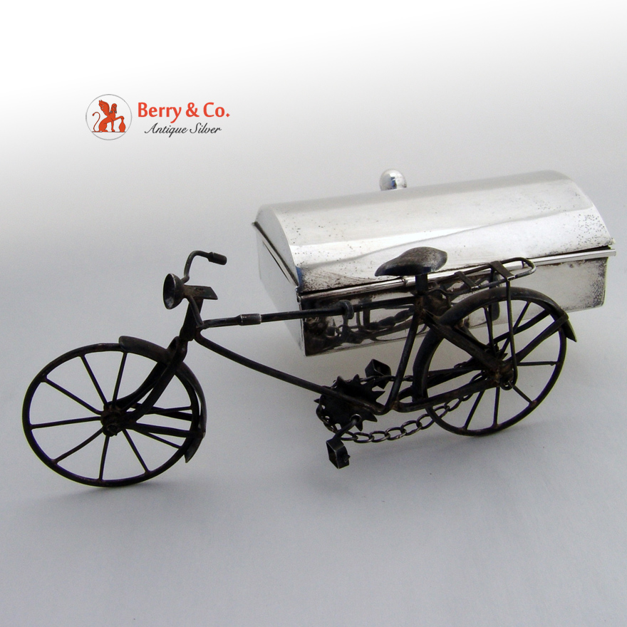 Vintage Sterling Silver Figural Bicycle Box Mexico