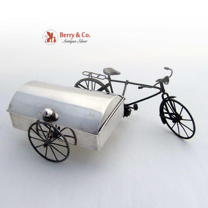 Vintage Sterling Silver Figural Bicycle Box Mexico