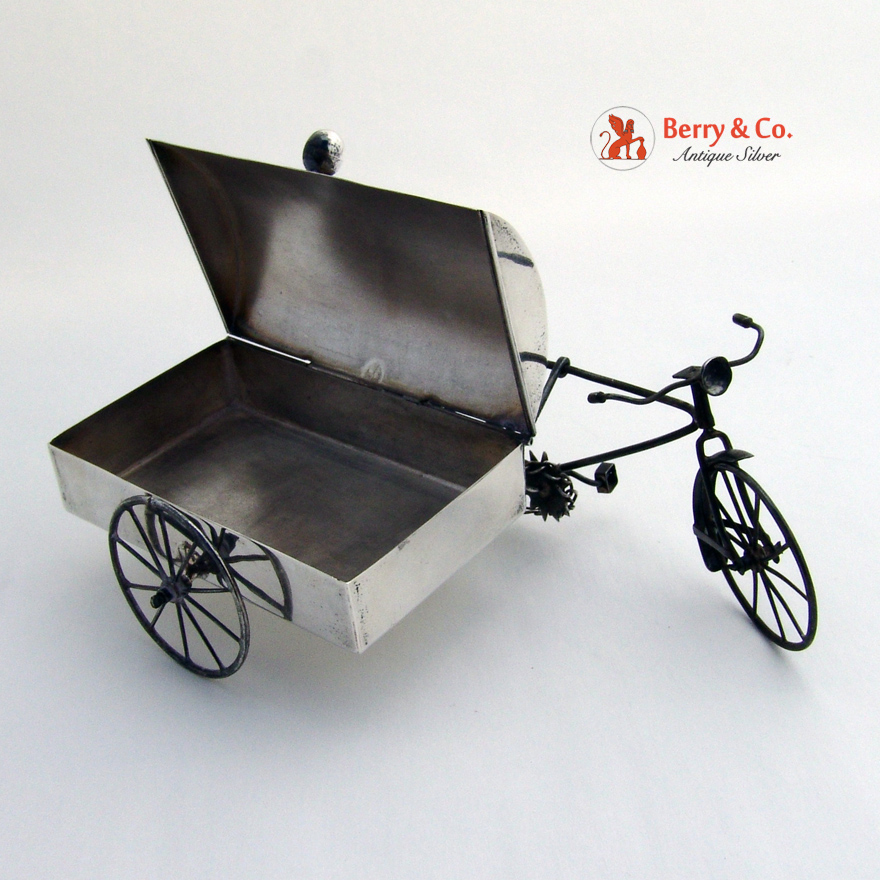 Vintage Sterling Silver Figural Bicycle Box Mexico