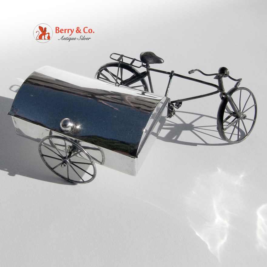 Vintage Sterling Silver Figural Bicycle Box Mexico