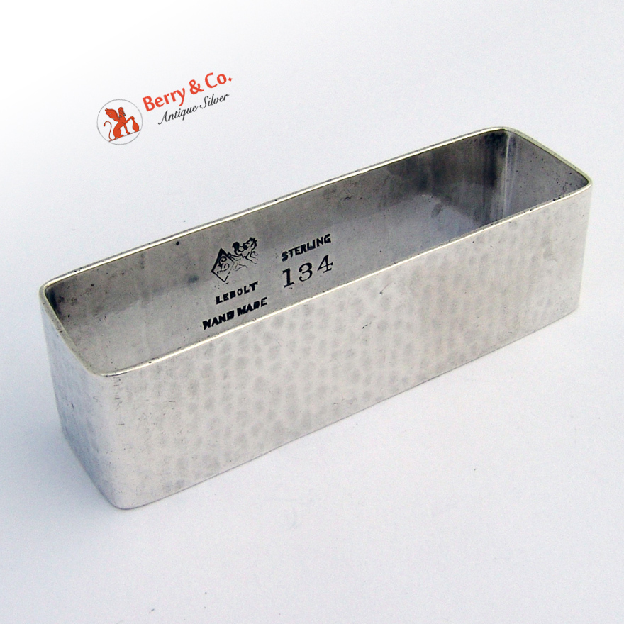Arts and Crafts Rectangular Napkin Ring Lebolt Sterling Silver 1930 Monogram M