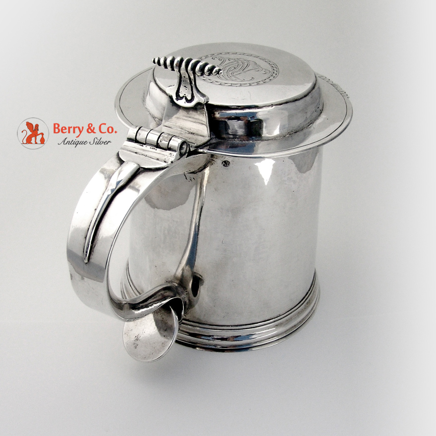 American Colonial Coin Silver Tankard Adrian Bancker 1750 New York