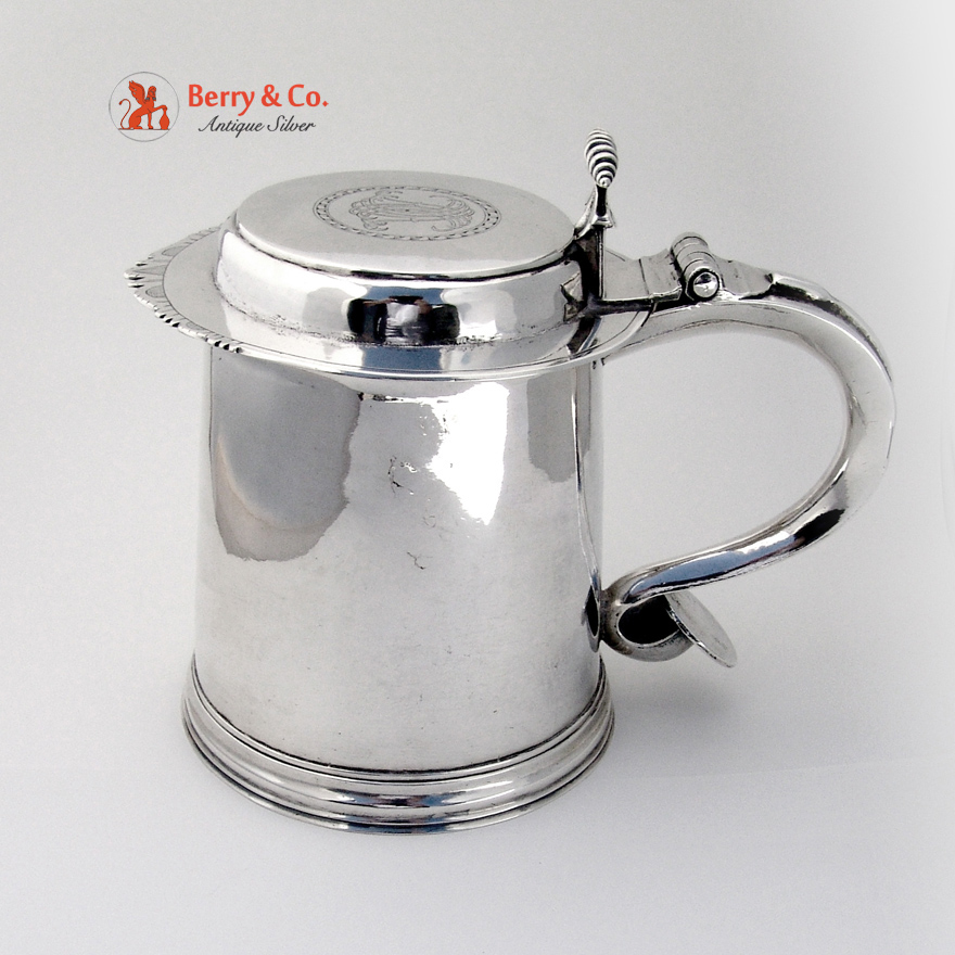 American Colonial Coin Silver Tankard Adrian Bancker 1750 New York