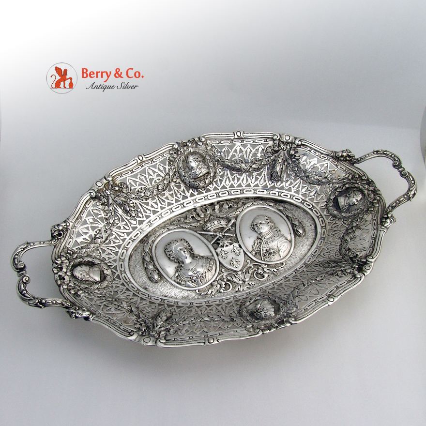 Renaissance Revival Serving Dish 800 Silver Portrait Medallion s