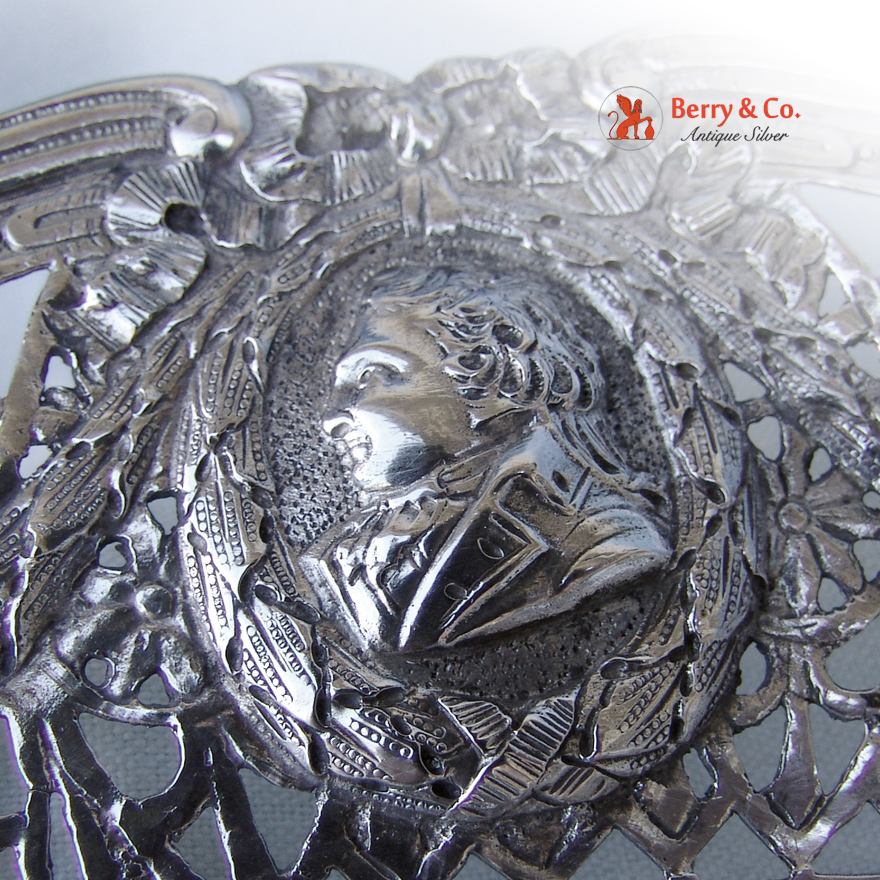 Renaissance Revival Serving Dish 800 Silver Portrait Medallion s