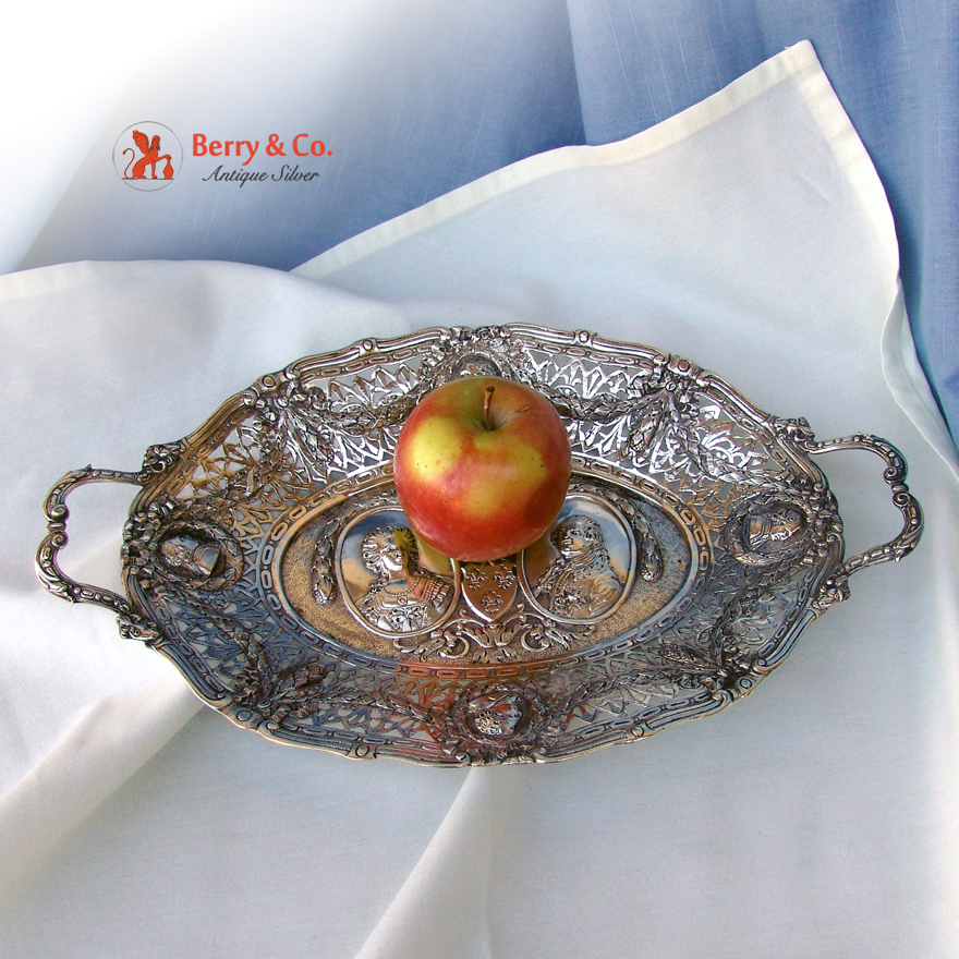 Renaissance Revival Serving Dish 800 Silver Portrait Medallion s