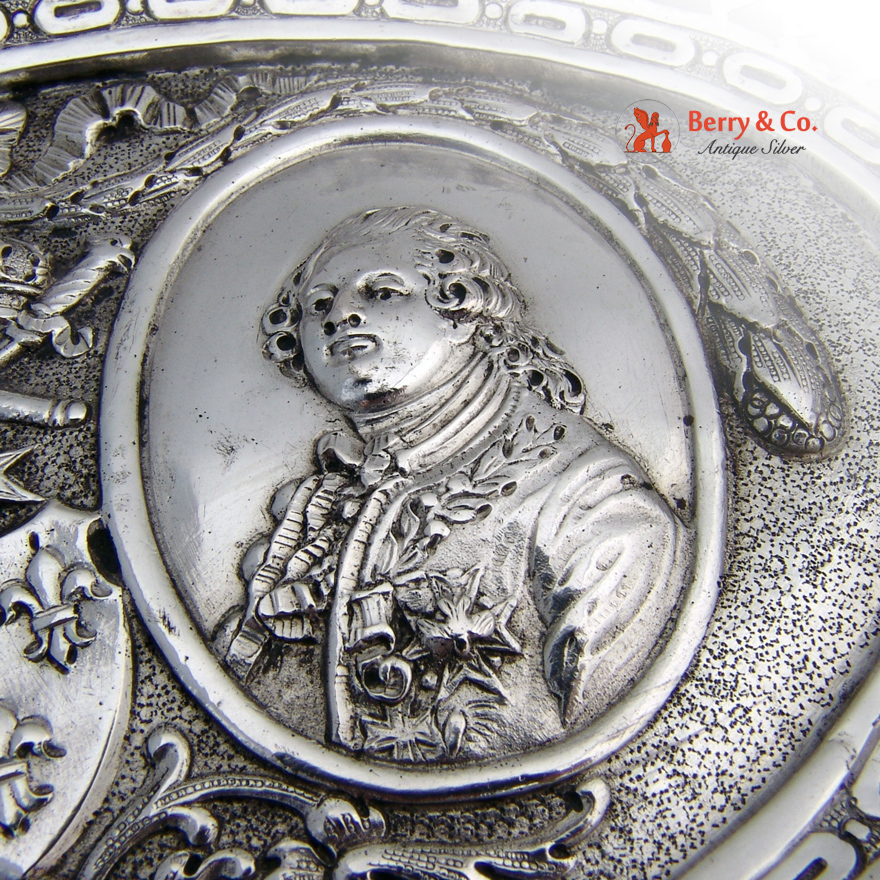 Renaissance Revival Serving Dish 800 Silver Portrait Medallion s