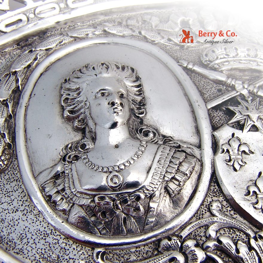 Renaissance Revival Serving Dish 800 Silver Portrait Medallion s