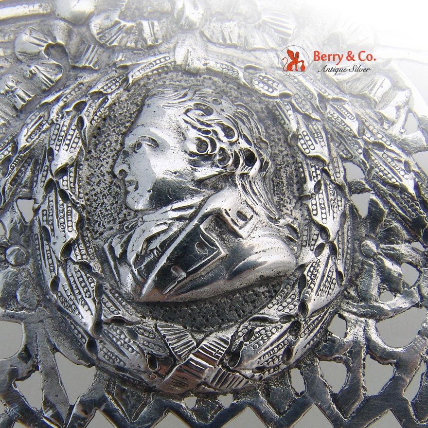 Renaissance Revival Serving Dish 800 Silver Portrait Medallion s