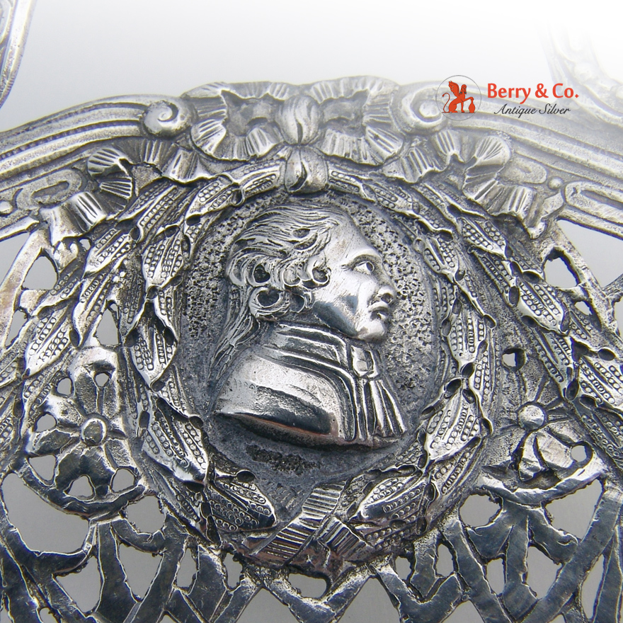 Renaissance Revival Serving Dish 800 Silver Portrait Medallion s