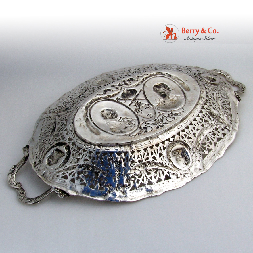 Renaissance Revival Serving Dish 800 Silver Portrait Medallion s