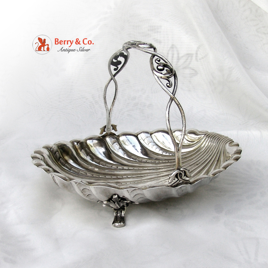 Antique Russian 84 Silver Shell Swing Handle Basket Moscow 1852