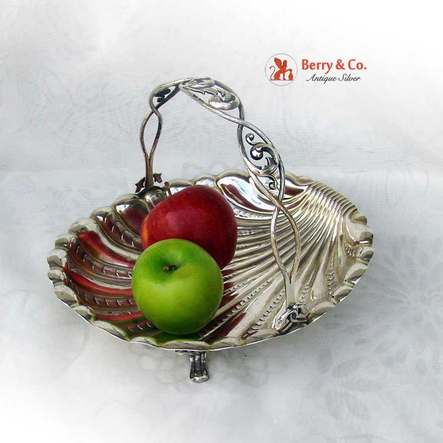 Antique Russian 84 Silver Shell Swing Handle Basket Moscow 1852