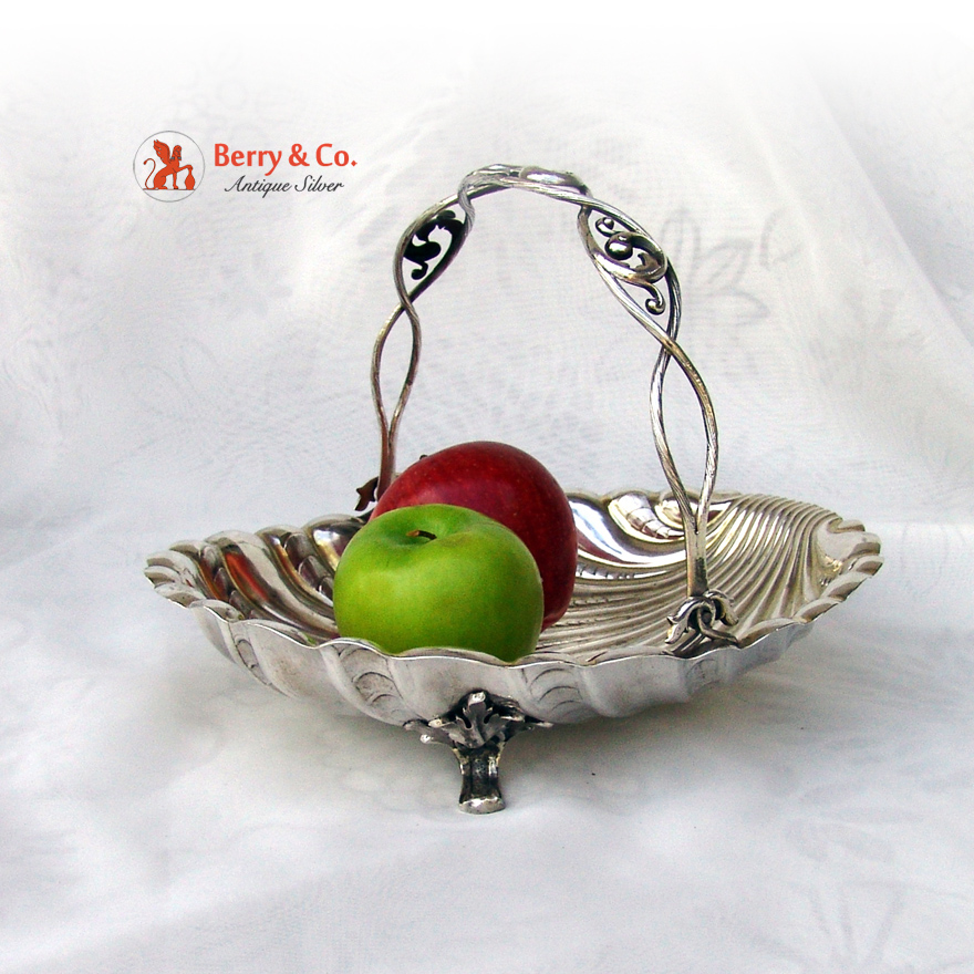 Antique Russian 84 Silver Shell Swing Handle Basket Moscow 1852